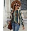Zeagoo Long Sleeve Shirts for Women Casual Fall Fashion Crewneck Pleated Tunic Tops Work Outfit Blouse(Stripes Multicolor 289)