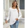 Zeagoo Long Sleeve Shirts for Women Casual Fall Fashion Crewneck Pleated Tunic Tops Work Outfit Blouse(White)