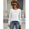Zeagoo Long Sleeve Shirts for Women Casual Fall Fashion Crewneck Pleated Tunic Tops Work Outfit Blouse(White)