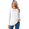 Zeagoo Long Sleeve Shirts for Women Casual Fall Fashion Crewneck Pleated Tunic Tops Work Outfit Blouse(White)