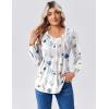 Zeagoo Long Sleeve Shirts for Women Casual V Neck Top Pleated Floral Boho Blouses 2026 Fall Tunics(Bf112)