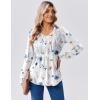 Zeagoo Long Sleeve Shirts for Women Casual V Neck Top Pleated Floral Boho Blouses 2026 Fall Tunics(Bf112)