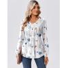 Zeagoo Long Sleeve Shirts for Women Casual V Neck Top Pleated Floral Boho Blouses 2026 Fall Tunics(Bf112)