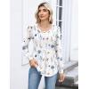Zeagoo Long Sleeve Shirts for Women Casual V Neck Top Pleated Floral Boho Blouses 2026 Fall Tunics(Bf112)