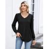 Zeagoo Long Sleeve Shirts for Women Casual V Neck Top Pleated Floral Boho Blouses 2026 Fall Tunics(Black)
