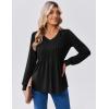 Zeagoo Long Sleeve Shirts for Women Casual V Neck Top Pleated Floral Boho Blouses 2026 Fall Tunics(Black)