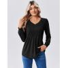 Zeagoo Long Sleeve Shirts for Women Casual V Neck Top Pleated Floral Boho Blouses 2026 Fall Tunics(Black)