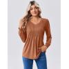 Zeagoo Long Sleeve Shirts for Women Casual V Neck Top Pleated Floral Boho Blouses 2026 Fall Tunics(Caramel)
