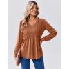 Zeagoo Long Sleeve Shirts for Women Casual V Neck Top Pleated Floral Boho Blouses 2026 Fall Tunics(Caramel)
