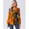 Zeagoo Long Sleeve Shirts for Women Casual V Neck Top Pleated Floral Boho Blouses 2026 Fall Tunics(Cx272)