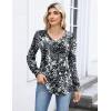 Zeagoo Long Sleeve Shirts for Women Casual V Neck Top Pleated Floral Boho Blouses 2026 Fall Tunics(Cx273)