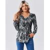 Zeagoo Long Sleeve Shirts for Women Casual V Neck Top Pleated Floral Boho Blouses 2026 Fall Tunics(Cx273)