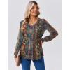 Zeagoo Long Sleeve Shirts for Women Casual V Neck Top Pleated Floral Boho Blouses 2026 Fall Tunics(Mz721)