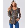 Zeagoo Long Sleeve Shirts for Women Casual V Neck Top Pleated Floral Boho Blouses 2026 Fall Tunics(Mz721)