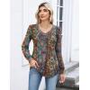 Zeagoo Long Sleeve Shirts for Women Casual V Neck Top Pleated Floral Boho Blouses 2026 Fall Tunics(Mz721)