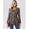 Zeagoo Long Sleeve Shirts for Women Casual V Neck Top Pleated Floral Boho Blouses 2026 Fall Tunics(Mz721)