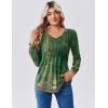 Zeagoo Long Sleeve Shirts for Women Casual V Neck Top Pleated Floral Boho Blouses 2026 Fall Tunics(Mz808)