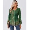 Zeagoo Long Sleeve Shirts for Women Casual V Neck Top Pleated Floral Boho Blouses 2026 Fall Tunics(Mz808)