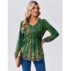 Zeagoo Long Sleeve Shirts for Women Casual V Neck Top Pleated Floral Boho Blouses 2026 Fall Tunics(Mz808)