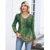 Zeagoo Long Sleeve Shirts for Women Casual V Neck Top Pleated Floral Boho Blouses 2026 Fall Tunics(Mz808)