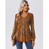 Zeagoo Long Sleeve Shirts for Women Casual V Neck Top Pleated Floral Boho Blouses 2026 Fall Tunics(Mz836)