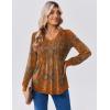 Zeagoo Long Sleeve Shirts for Women Casual V Neck Top Pleated Floral Boho Blouses 2026 Fall Tunics(Mz836)