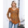 Zeagoo Long Sleeve Shirts for Women Casual V Neck Top Pleated Floral Boho Blouses 2026 Fall Tunics(Mz836)