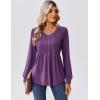 Zeagoo Long Sleeve Shirts for Women Casual V Neck Top Pleated Floral Boho Blouses 2026 Fall Tunics(Purple)