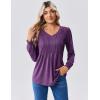 Zeagoo Long Sleeve Shirts for Women Casual V Neck Top Pleated Floral Boho Blouses 2026 Fall Tunics(Purple)