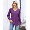 Zeagoo Long Sleeve Shirts for Women Casual V Neck Top Pleated Floral Boho Blouses 2026 Fall Tunics(Purple)