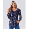 Zeagoo Long Sleeve Shirts for Women Casual V Neck Top Pleated Floral Boho Blouses 2026 Fall Tunics(Sf180)
