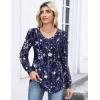 Zeagoo Long Sleeve Shirts for Women Casual V Neck Top Pleated Floral Boho Blouses 2026 Fall Tunics(Sf180)