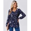 Zeagoo Long Sleeve Shirts for Women Casual V Neck Top Pleated Floral Boho Blouses 2026 Fall Tunics(Sf180)