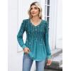 Zeagoo Long Sleeve Shirts for Women Casual V Neck Top Pleated Floral Boho Blouses 2026 Fall Tunics(Xh363)