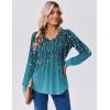 Zeagoo Long Sleeve Shirts for Women Casual V Neck Top Pleated Floral Boho Blouses 2026 Fall Tunics(Xh363)