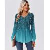 Zeagoo Long Sleeve Shirts for Women Casual V Neck Top Pleated Floral Boho Blouses 2026 Fall Tunics(Xh363)