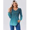 Zeagoo Long Sleeve Shirts for Women Casual V Neck Top Pleated Floral Boho Blouses 2026 Fall Tunics(Xh363)
