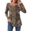 Zeagoo Long Sleeve Shirts for Women Fall Fashion Dressy Casual Blouses Trendy Pleated Tunic Tops for Leggings 2025(A-multicolor-mz721)