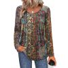 Zeagoo Long Sleeve Shirts for Women Fall Fashion Dressy Casual Blouses Trendy Pleated Tunic Tops for Leggings 2025(A-multicolor-mz721)