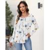 Zeagoo Long Sleeve Shirts for Women Fall Fashion Dressy Casual Blouses Trendy Pleated Tunic Tops for Leggings 2025(A-white Flower-bf290)