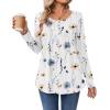 Zeagoo Long Sleeve Shirts for Women Fall Fashion Dressy Casual Blouses Trendy Pleated Tunic Tops for Leggings 2025(A-white Flower-bf290)