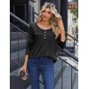 Zeagoo Long Sleeve Shirts for Women Fall Fashion Dressy Casual Blouses Trendy Pleated Tunic Tops for Leggings 2025(Black)
