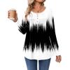 Zeagoo Long Sleeve Shirts for Women Fall Fashion Dressy Casual Blouses Trendy Pleated Tunic Tops for Leggings 2025(Black White-jb204)