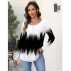 Zeagoo Long Sleeve Shirts for Women Fall Fashion Dressy Casual Blouses Trendy Pleated Tunic Tops for Leggings 2025(Black White-jb204)