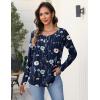 Zeagoo Long Sleeve Shirts for Women Fall Fashion Dressy Casual Blouses Trendy Pleated Tunic Tops for Leggings 2025(Blue Flower-bf318)