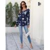 Zeagoo Long Sleeve Shirts for Women Fall Fashion Dressy Casual Blouses Trendy Pleated Tunic Tops for Leggings 2025(Blue Flower-bf318)