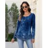 Zeagoo Long Sleeve Shirts for Women Fall Fashion Dressy Casual Blouses Trendy Pleated Tunic Tops for Leggings 2025(Blue Flower-mz845)