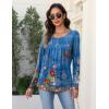 Zeagoo Long Sleeve Shirts for Women Fall Fashion Dressy Casual Blouses Trendy Pleated Tunic Tops for Leggings 2025(Blue Print-mz876)