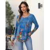Zeagoo Long Sleeve Shirts for Women Fall Fashion Dressy Casual Blouses Trendy Pleated Tunic Tops for Leggings 2025(Blue Print-mz876)