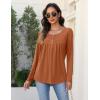 Zeagoo Long Sleeve Shirts for Women Fall Fashion Dressy Casual Blouses Trendy Pleated Tunic Tops for Leggings 2025(Caramel)